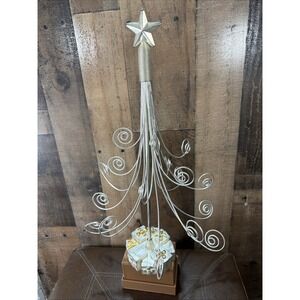 Godinger Silver Art Co Tabletop Wire Christmas Tree Ornament Display Stand Vtg
